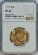 Virtual Gem BU 1926 $10 Indian Gold Piece. NGC MS64