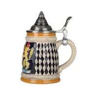 German Beer Stein with Metal Pewter Lid