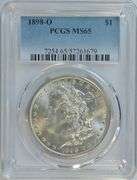 Super white Gem BU 1898-O Morgan Silver Dollar. PCGS MS65