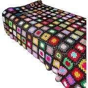 Handmade Crochet Square Boho Throw Blanket