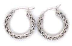 14kt White gold twisted rope hoop earrings