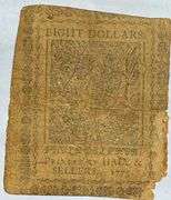 Nov 29 1775 $8 Continentaal Currency Note
