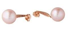 Na Hoku 14.5MM Pink Pearl and 0.20ctw Diamond Drop Earrings in 14K