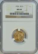 Amazing essentially Gem BU 1926 $2.50 Indian Gold Piece. NGC MS64
