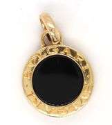 18kt Yellow gold black onyx Bvlgari style circle pendant