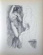 PABLO PICASSO, NUDE BEFORE A STATUE