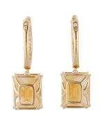 Effy Emerald Cut Citrine and 0.10ctw Diamond Drop Earrings in 14K