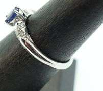 14kt Solid White Gold, Blue Sapphire, & Diamond Cocktail Ring