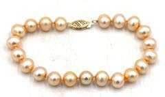 8mm Pearl bracelet with 14kt Yellow gold clasp