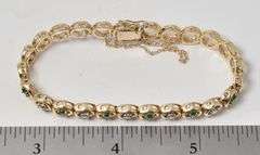 Elegant 14K Yellow Gold Emerald  and Diamond Bracelet