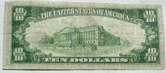 $10 Fed Reserve Bank NY NY Series 1929 Brown Seal National Currency Note.