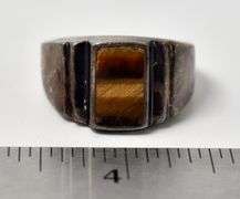 Sterling Silver Tiger's Eye Gemstone Men's Ring