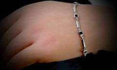 Contemporary 14K White Gold Sapphire & Diamond Bracelet