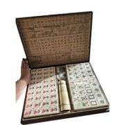 Chinese Mahjong Set 146 Ivory Tiles, Dice & Red Carrying Case