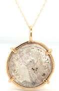 Ancient Roman Gordian III silver Antoninianus coin pendant on chain