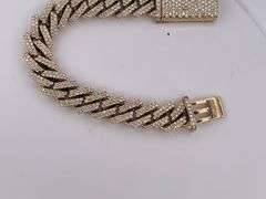 CERTIFIED 10K YELLOW GOLD MIAMI CUBAN DIAMOND LINK BRACELET