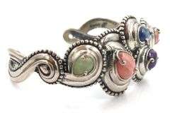 Carolyn Pollack Relios Multi Stone 925 Sterling Silver Cuff Bracelet