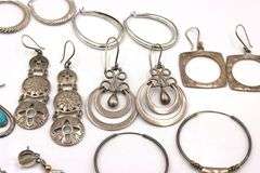 Vintage Mexican 925 Sterling Silver Earrings Lot