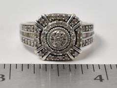 Sterling Silver Diamond Cluster Ring