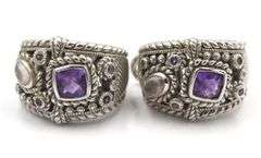 Judith Ripka 925 Silver Silver Amerthyst , Moonstone Earrings