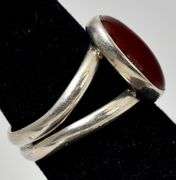 Carnelian Gemstone Ring in Sterling Silver