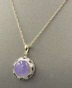14kt Yellow gold Lavender Jade and amethyst pendant on chain