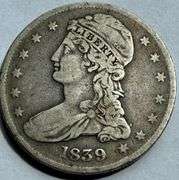 1839 Large Letters Reeded Edge Half