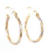 14kt Two tone gold twisted hoop earrings