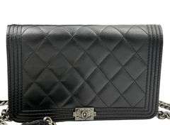 Chanel  Lambskin Boy Wallet On Chain Bag W/Dust Bag & Card & Box