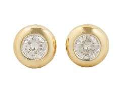 0.75ctw Round Diamond Bezel Set Stud Earrings in 18K