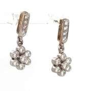 18kt White gold 1ctw diamond flower dangle earrings