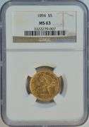 Fresh Choice BU 1894 $5 Liberty Gold Piece. NGC MS63
