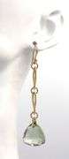 14kt Yellow gold Triangular checkerboard prasiolite dangle earrings