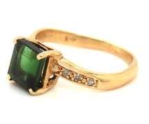 Elegant 14K YG Green Tourmaline Ring