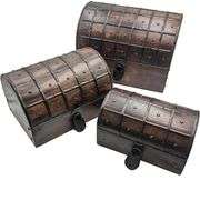 Set of 3 Nesting Wooden Pirate Treasure Chests