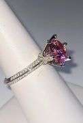Ladies Sparkling 5 Ct Bright Pink Simulated Lab Diamond  Ring