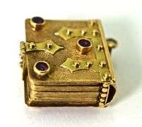 Incredible 18K Yellow Gold & Ruby Book-Like Fob/Locket