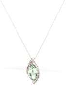 14kt White gold marquise Prasolite and diamond pendant on chain