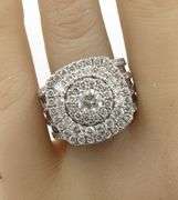 14kt White gold 2.90ctw triple halo diamond cluster ring
