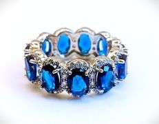 Beautiful 7.65 Cttw Lab Siimulated Violet Blue Tanzanite Diamond Ring
