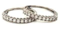 10kt White gold 0.45ctw Illusion set diamond hoop earrings