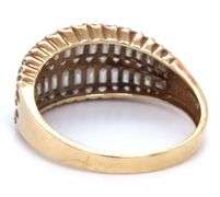 14kt Yellow gold round and emerald cut CZ ring