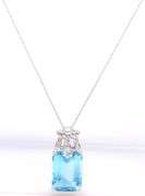14kt White gold 17ctw blue topaz and diamond accent enhancer pendant on chain