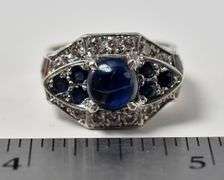 Absolutely Stunning 14K White Gold Blue Sapphire Gemstone and Diamond Ring
