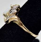 Beautiful 10K Yellow Gold Opal Gemstone and Diamond Ring