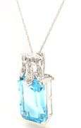 14kt White gold 17ctw blue topaz and diamond accent enhancer pendant on chain