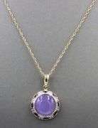 14kt Yellow gold Lavender Jade and amethyst pendant on chain