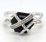 David Yurman black onyx and diamond wrap ring