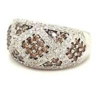 18kt White gold 1ctw brown and white diamond X ring