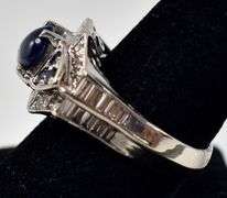 Absolutely Stunning 14K White Gold Blue Sapphire Gemstone and Diamond Ring
